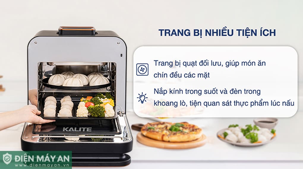 Lò chiên không dầu kết hợp hấp Kalite STEAM PRO 15 lít
